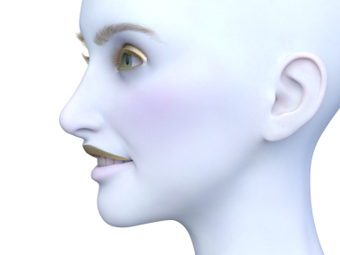 Bir kadının yüzünün 3 boyutlu görüntüsü.