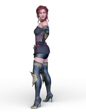 bir kadın savaşçı 3D render