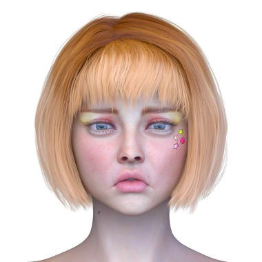 Bir kadının yüzünün 3 boyutlu görüntüsü.