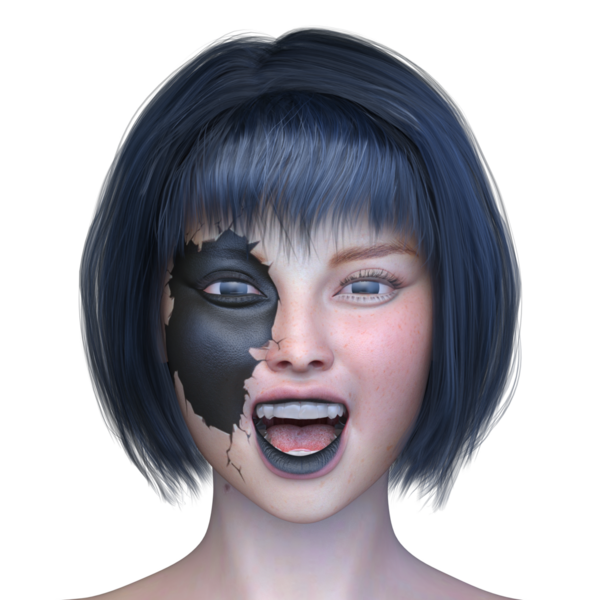 Bir kadının yüzünün 3 boyutlu görüntüsü.