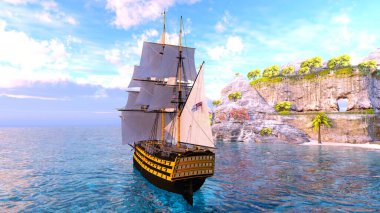 Bir yelkenlinin 3D görüntüsü