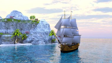 Bir yelkenlinin 3D görüntüsü