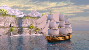 Bir yelkenlinin 3D görüntüsü