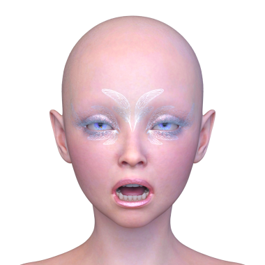 Bir kadının yüzünün 3 boyutlu görüntüsü.