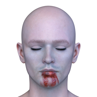 Erkek vampir yüzünün 3 boyutlu görüntüsü.