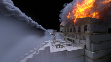 Saray avlusunun 3D görüntüsü saldırı altında