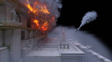 Saray avlusunun 3D görüntüsü saldırı altında