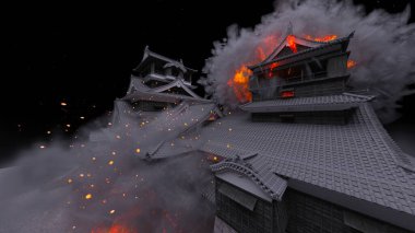 Japon kalelerinin 3D görüntüsü saldırı altında.