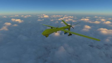İnsansız bir saldırı uçağının 3 boyutlu görüntüsü