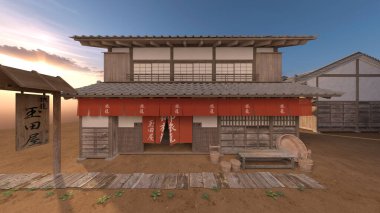 Edo dönemi sokak manzarasının 3B canlandırması