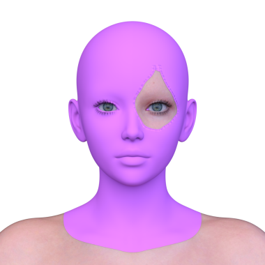 Bir kadının yüzünün 3 boyutlu görüntüsü.