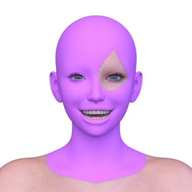 Bir kadının yüzünün 3 boyutlu görüntüsü.
