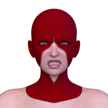 Bir kadının yüzünün 3 boyutlu görüntüsü.