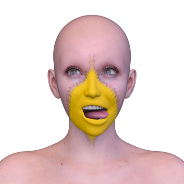 Bir kadının yüzünün 3 boyutlu görüntüsü.