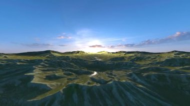 Dağ aralığının 3B görüntülemesi