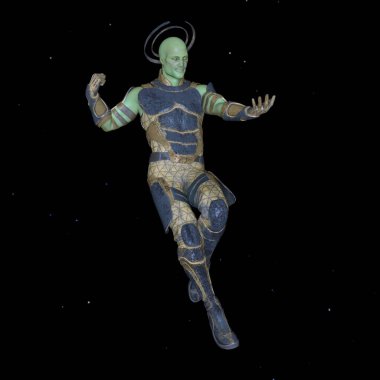 3D rendering of a male alien clipart