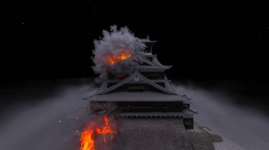 Japon kalelerinin 3D görüntüsü saldırı altında.