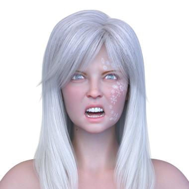 Bir kadının yüzünün 3 boyutlu görüntüsü.