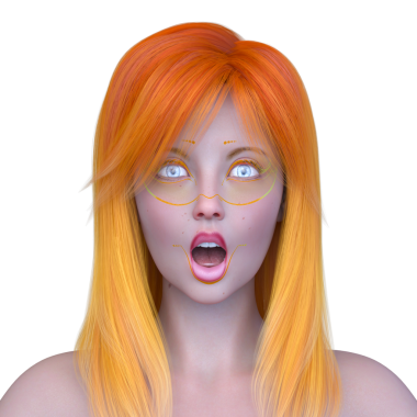 Bir kadının yüzünün 3 boyutlu görüntüsü.