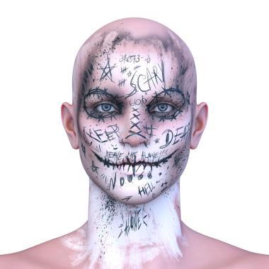 Bir adamın yüzünün 3 boyutlu görüntüsü.