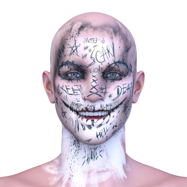 Bir adamın yüzünün 3 boyutlu görüntüsü.