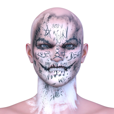 Bir adamın yüzünün 3 boyutlu görüntüsü.