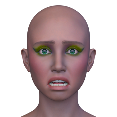 Bir kadının yüzünün 3 boyutlu görüntüsü.