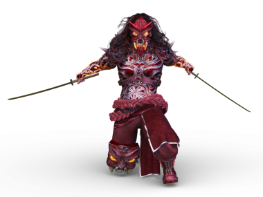 Dev maskeli bir eskrimcinin 3 boyutlu görüntüsü.