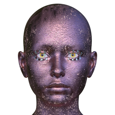 Bir kadının yüzünün 3 boyutlu görüntüsü.
