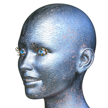 Bir kadının yüzünün 3 boyutlu görüntüsü.