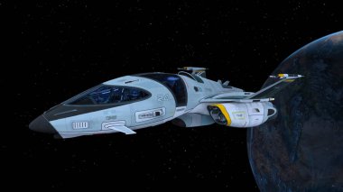 Bir uzay gemisinin ve Dünya 'nın 3 boyutlu canlandırması