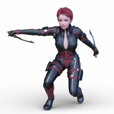 bir kadın savaşçı 3D render
