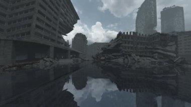 Issız şehir manzarasının 3B canlandırması