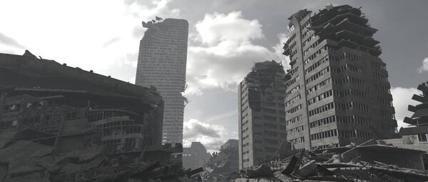 3D рендеринг пустынных городских пейзажей