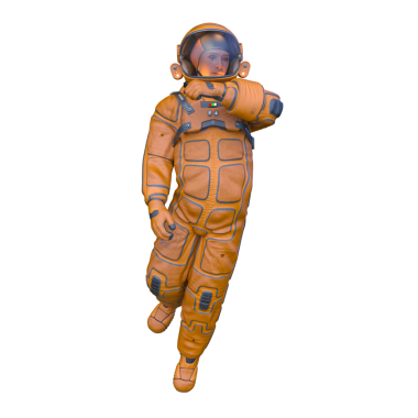 Bir erkek astronotun 3 boyutlu canlandırması