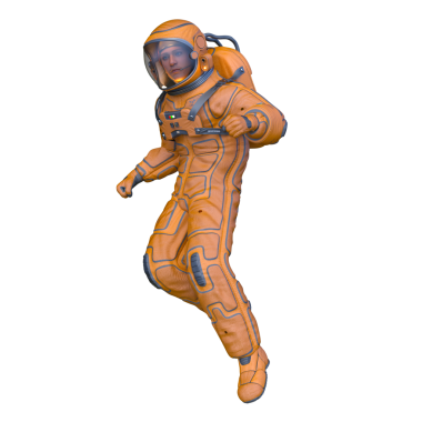 Bir erkek astronotun 3 boyutlu canlandırması