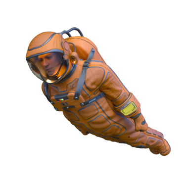 Bir erkek astronotun 3 boyutlu canlandırması