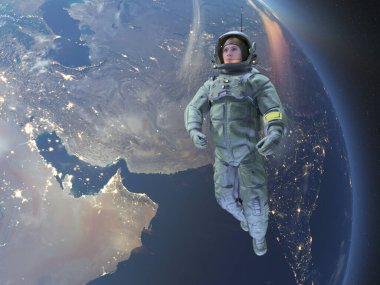 Bir erkek astronotun 3 boyutlu canlandırması