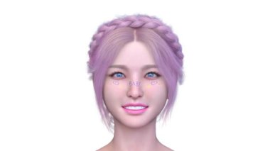 Bir kadının yüzünün 3 boyutlu görüntüsü.