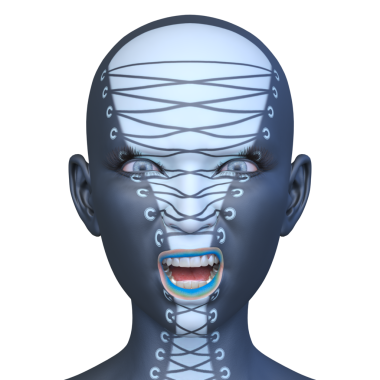 Bir kadının yüzünün 3 boyutlu görüntüsü.