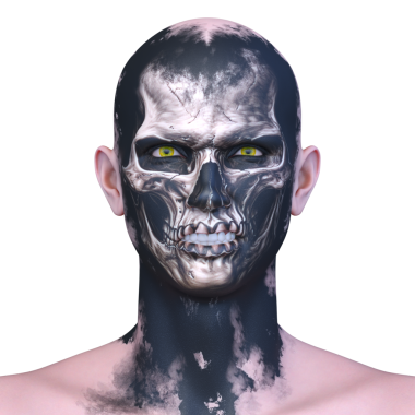 Bir adamın 3 boyutlu korku portresi.