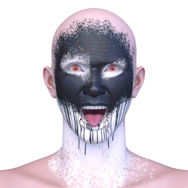 Bir adamın 3 boyutlu korku portresi.