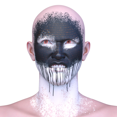 Bir adamın 3 boyutlu korku portresi.