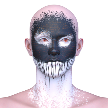 Bir adamın 3 boyutlu korku portresi.