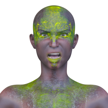 Bir kadının yüzünün 3 boyutlu görüntüsü.