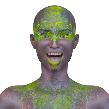 Bir kadının yüzünün 3 boyutlu görüntüsü.