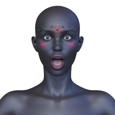 Bir kadının yüzünün 3 boyutlu görüntüsü.