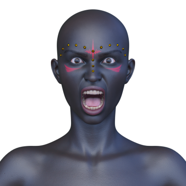 Bir kadının yüzünün 3 boyutlu görüntüsü.