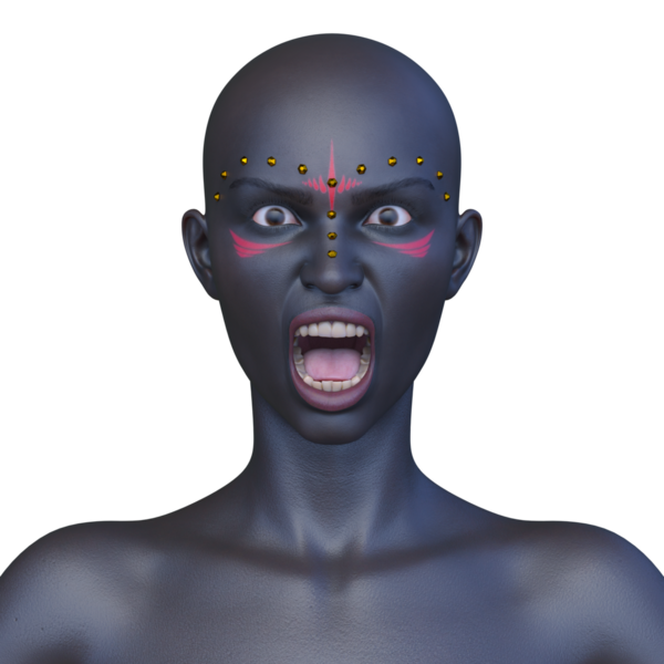 Bir kadının yüzünün 3 boyutlu görüntüsü.