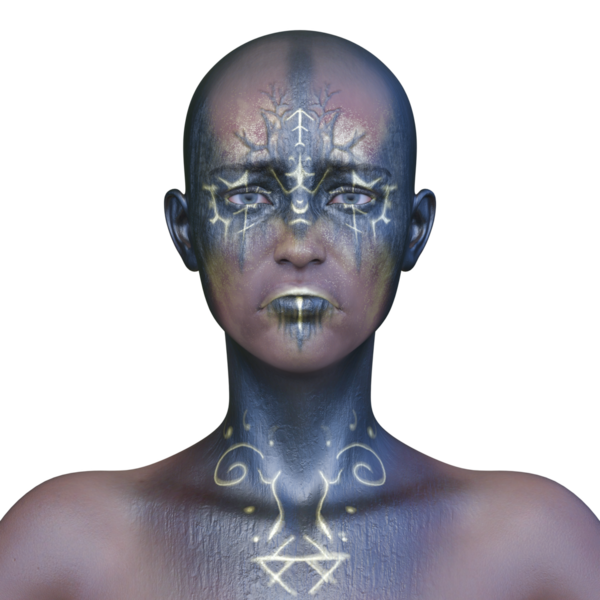 Bir kadının yüzünün 3 boyutlu görüntüsü.